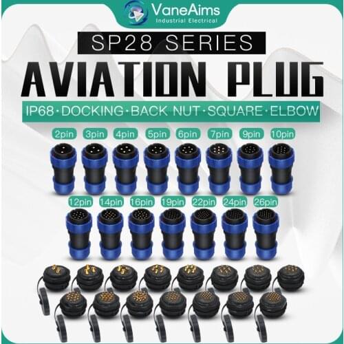 Waterproof connector SP28 IP68 cable connector plug & socket Male and Female 2 3 4 5 6 7 9 12 14 Pin Convenient wire connection