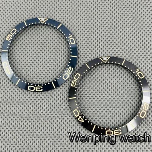 High quality watch parts 38mm blue / black ceramic bezel Insert fit 40mm watch for 40mm case