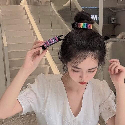 Bright Multicolor Iridescence Bling Acrylic Girls Loop Hair Scrunchies Headwear Fashion Toothed Hair Clips
