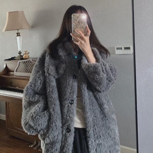 Jacket Women Faux Fur Coat Lamb Wool Overcoat Coat Winter Womens Clothing Plus Size Cotton Clothes Veste Femme