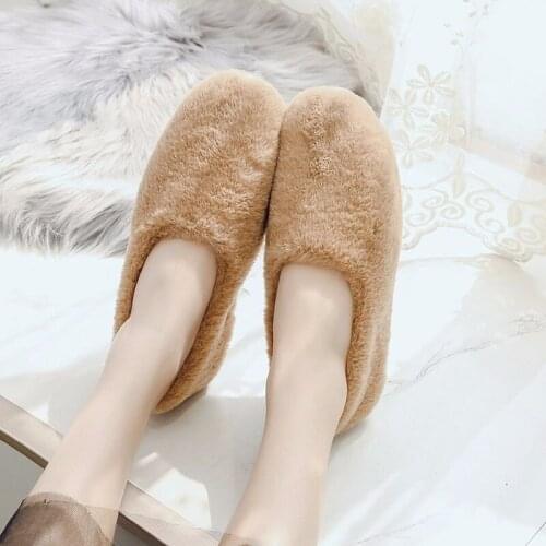 Womens Shoes The Woolen flat bottom Shoes Womens Fashion Wild Round Head Plus Velvet Warm Peas Shoes Large size 35-43 W21-01