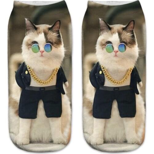 SLMVIAN HOT3D Printing Space Cat Women Socks Brand Sock Fashion Unisex Socks Cat Pattern Meias Feminina Funny Low Ankle