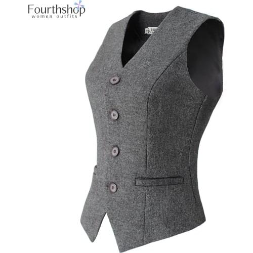 Office Lady Waistcoat Women Vest Gilet Professional Business Work Formal Suit Jacket Coat Female Plus Size Fashion 2020 New