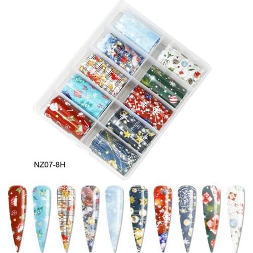 1 Box/10 Christmas Nail Foil Set 1(10pc) Christmas Theme Nail Foil Snowflakes Nail Decorations Nail Art Transfer Starry Sticker
