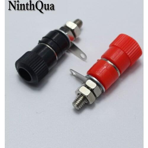 1pcs red + 1pcs black Amplifier Terminal Binding Post Banana Jack Socket Panel Mount Connector for 4mm Banana Plug