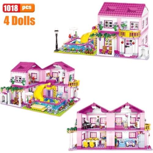 3in1 Summer Holiday Villa House Apartament Casa Castle Friends City Playground Building Blocks Assemble Toys Sets For Girls Gift