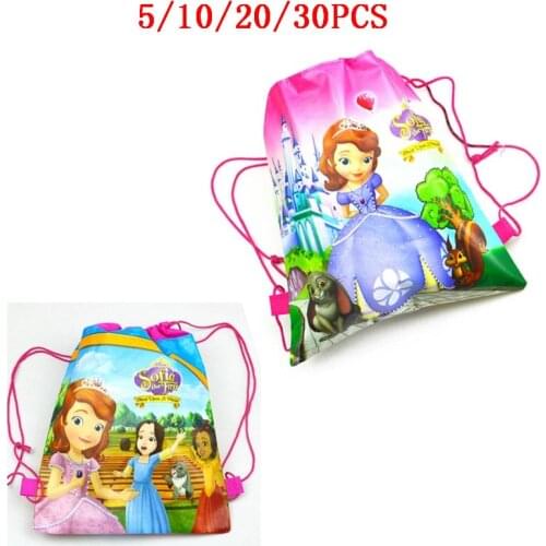 5/10/20/30PCS Disney Sofia Non-Woven Fabric Backpack Birthday Decoration for Girl Drawstring Gift Bags Baby Shower Party Bags