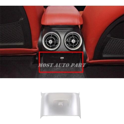 ABS Plastic Carbon Fiber Look Silver Interior Rear Air Conditioning Outlet Cover Frame For Alfa Romeo Giulia 2017-2019 1pcs