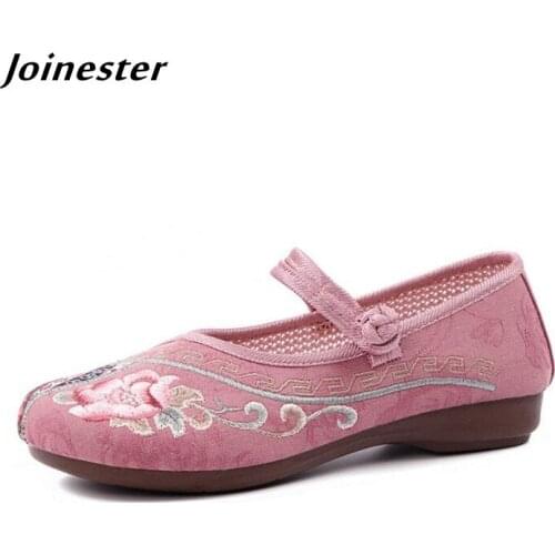 Ethnic Embroidered Mary Jane Flats for Women Mesh Summer Shoes Ladies Vintage Casual Shoe chaussure femme Женские Балетки