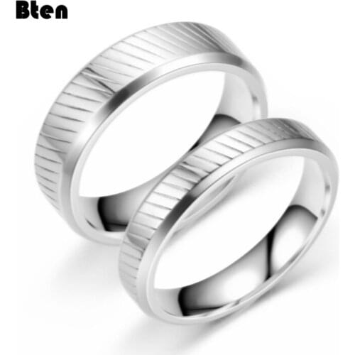 Bten New Arrival Stainless Steel Ring For Men Women Wedding Band Brushed Grooved Beveled Finish 4/6MM Rings