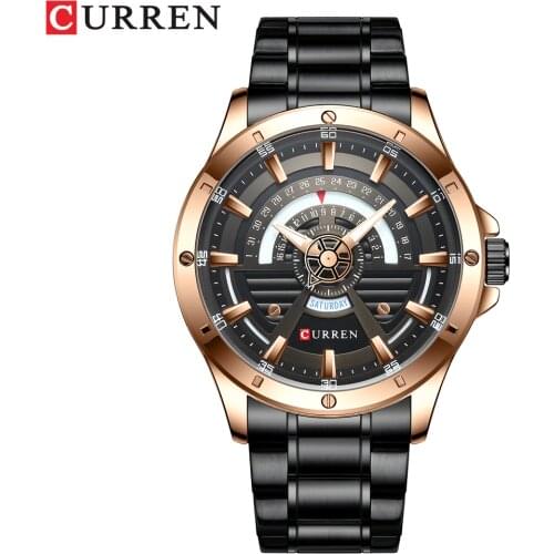 CURREN Mens Brand Watch Gold Waterproof Watch Business Fashion Stainless Steel Mens Watch Premium Gift Jewelry Watch