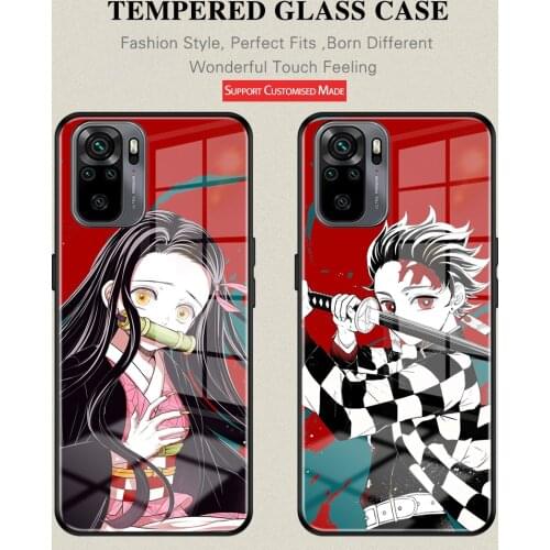 Anime Demon Slayer Phone case Tempered Glass Anti-fall For Redmi Note9 9Pro 10 10Pro POCO X3 Xiao mi 8 9 10 10Pro 11