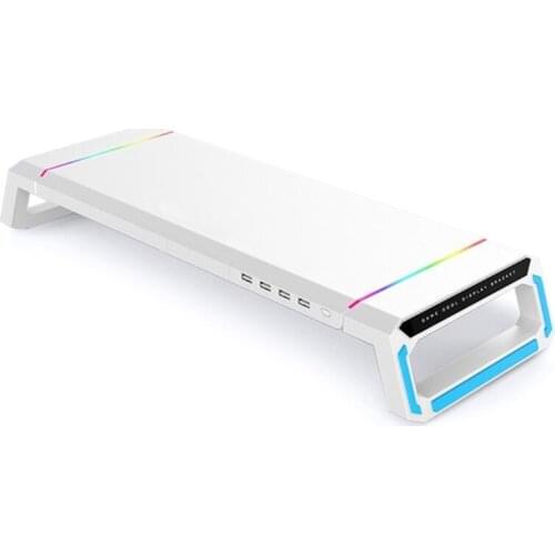 RGB Desktop Monitor Holder 4 USB 2.0 Laptop Stand Computer Screen Riser