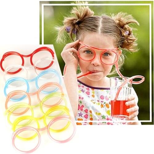 DIY Straw Childrens Creative Cartoon Cute Fun Wacky Glasses Toys Household items Drinkware funny gift prank toy novelty cool