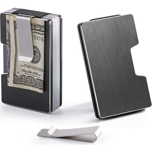 Men Aluminum Alloy Wallet Fashion Minimalist Wallet RFID Blocking Slim Cash Credit Card Holder Purse 8.7x5.4x0.8CM