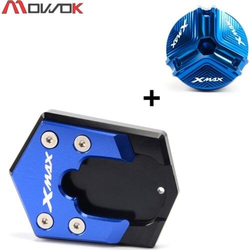 For Yamaha XMAX 300 X MAX X-MAX300 2017-2019 Kickstand Side Stand Extension Pad Enlarge Plate & Oil Filler Cover Plug