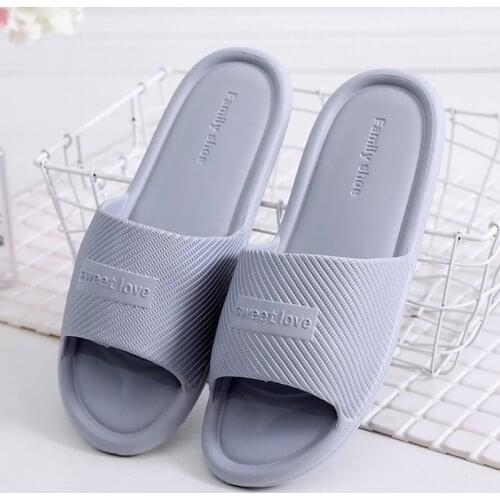Indoor Slippers Women Concise Non-Slip Bath Slides Couple Men Summer Home Slippers Solid Color Casual Shoes Woman