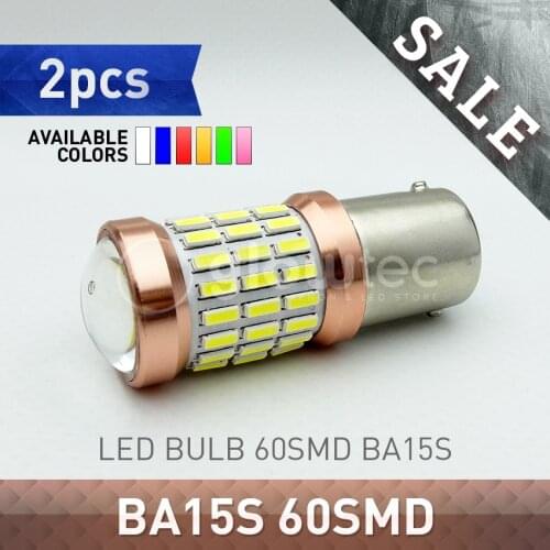 GLOWTEC 1pair Ba15s 60 SMD Super Bright Car lights White LED 60SMD 4014 1156 Ba15s S25 P21W Light Bulb