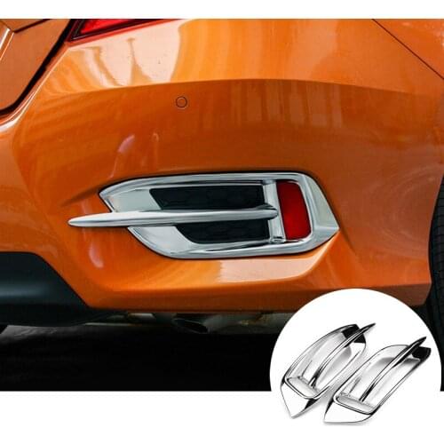 For Honda Civic 4dr Sedan ABS Chrome Rear Fog Light Cover Trim 2016-2017 2pcs Car Accessories Interior Car Decor Car Trim