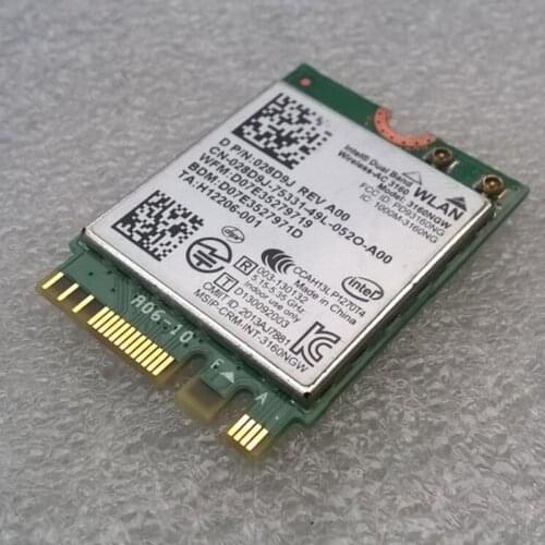 Int Wireless-AC 3160 Dual Band 802.11 ac/a/b/g/n WiFi + Bluetooth 4.0 M.2 Card , D P/N 28D9J 028D9J