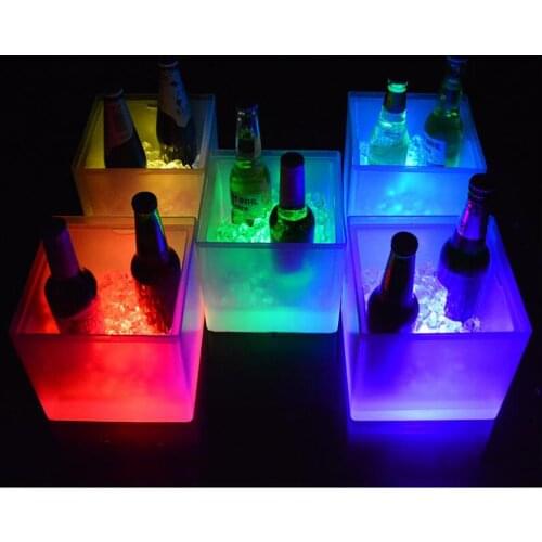 3.5L-10L LED Cold Cooler Bucket Party Bar Beer Wine Box Christmas Decor 4 Shapes Portable Bucket Ice Cooler Beer Kitchen Tools