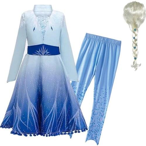 New Year Costume Snow Queen 2 Girls Elza Dress Kids Coat and Leggings Christmas Princess Clothing Fancy Costume Elza Dress up