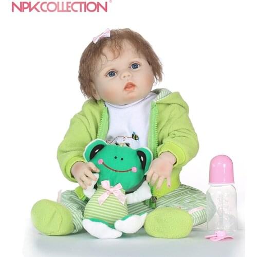 NPKCOLLECTION 57CM Full Body Soft Silicone Girls Reborn Baby Doll Kids Toys Lifelike Princess Girl Dolls 23'' Bebe Real Baby
