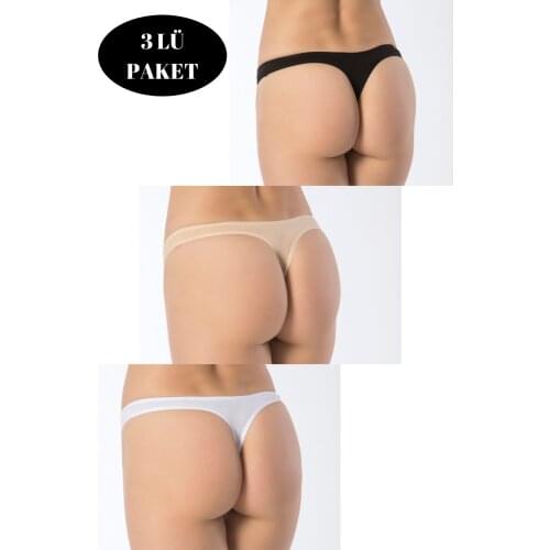 LUXXA 3'LÜ DSQ LACE DETAILED WOMEN THONG UNDERWEAR THE LINEN kit