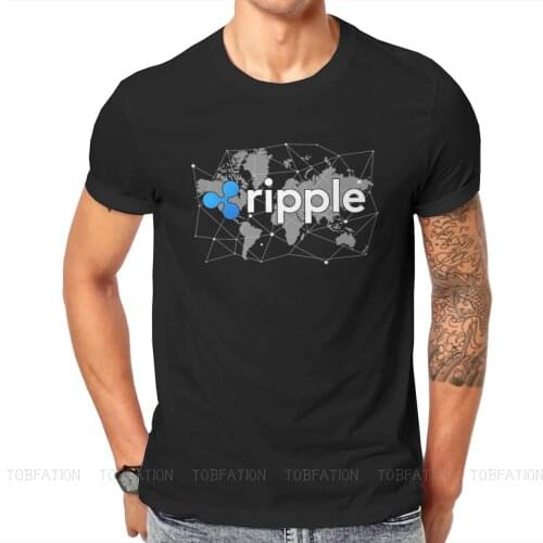 Cryptocurrency Crypto Miner Ripple XRP Trader World Map Blockchain Tshirt Graphic Men Vintage Summer Cotton Harajuku T Shirt
