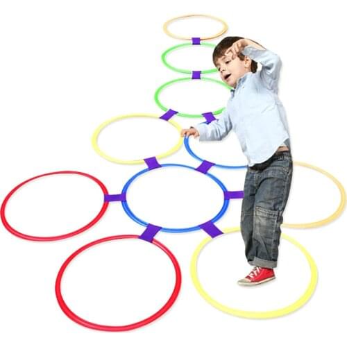 Hopscotch Ring Game Multi-Colored Plastic Rings and Connectors for Indoor or Outdoor Use-Fun Creative Play Set for Girls and Boy