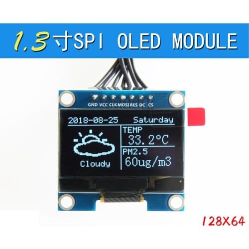 1PCS 1.3" OLED module white color 7pin 128X64 1.3 inch OLED LCD LED Display Module 1.3" SPI Communicate