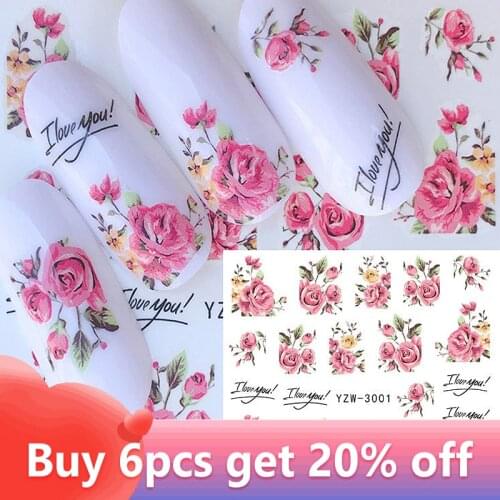 1 Sheet Flower Series Nail Art Water Transfer Sticker Full Wraps Deer Lavender Tattoo Flamingo Nail Tips DIY Decals Decoration