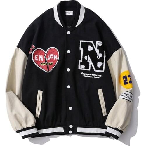 2021New Street Retro Love Embroidery Baseball Uniform Jacket Men And Women Trendy Brand Hip-hop Loose Wild Casual Couples Jacket