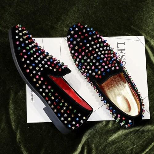 New Spring men Leather Shoes 2021 Rivet Loafers British Style Platform All-match Casual Shoes Party Male Footwear