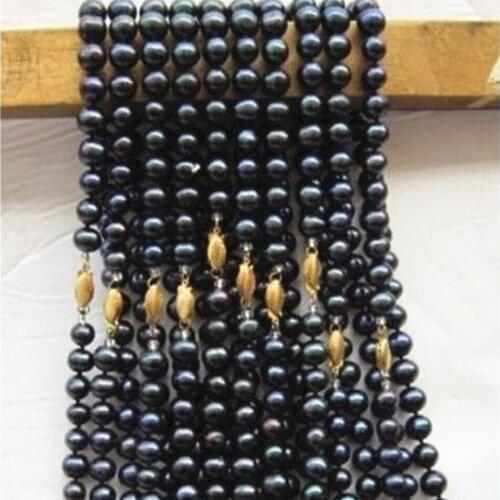 Wholesale 10 strands natural black 8-9mm pearl round beads necklace for women party gifts weddings high grade jewelry 18" MY4594