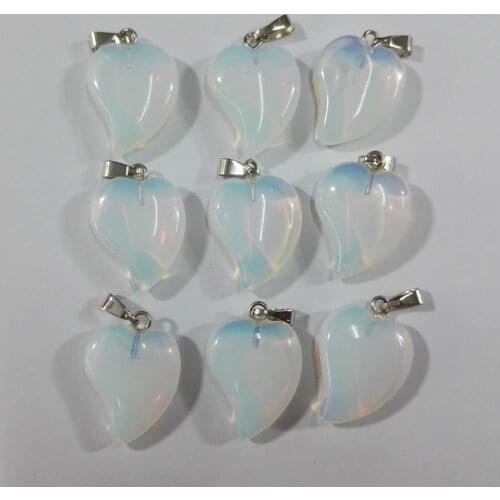 Wholesale opal stone heart pendants stone opal charms love heart pendants for women Jewelry 12Pcs/lot free shipping