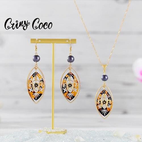 Polynesian Turtle Pendant Necklace Set Fashion Acrylic Animal Drop Earrings Necklaces Beach Jewelry Set for Wholesale Women Gift