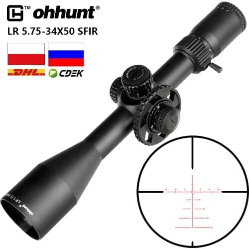 Ohhunt LR 5.75-34x50 SFIR Hunting Scope Side Parallax Mil Dot Glass Etched Reticle Red Illumination Turret Lock Reset Riflescope