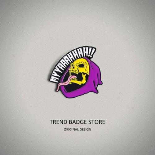 Purple turban long tongue skull thriller personality drip oil brooch European and American popular badge ornaments