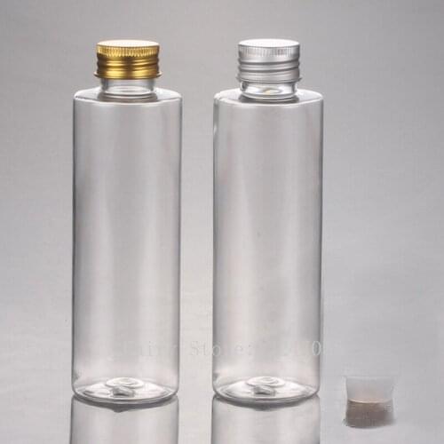 R24 150ml 30pcs/lot PET Cosmetic Empty Clear Refillable Lotion Bottle with Aluminum Lid,DIY Portable Makeup Liquid Shell Package