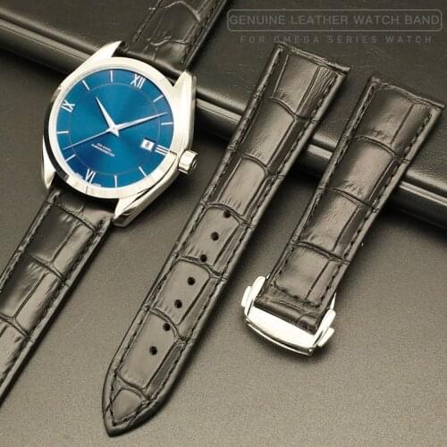 Watchbands For Omega Strap For Speedmaster De Ville Seamaster Genuine Leather Wathc Band Men Watch Bracelet 20 22mm Watch Belt