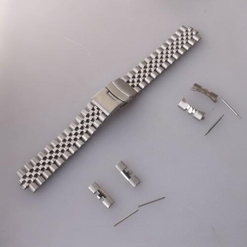 Watchbands new curved ends Stainless Steel Strap 20mm 22mm 24mm Metal Watch Band Solid Link Bracelet Watchband Silver buckle hot
