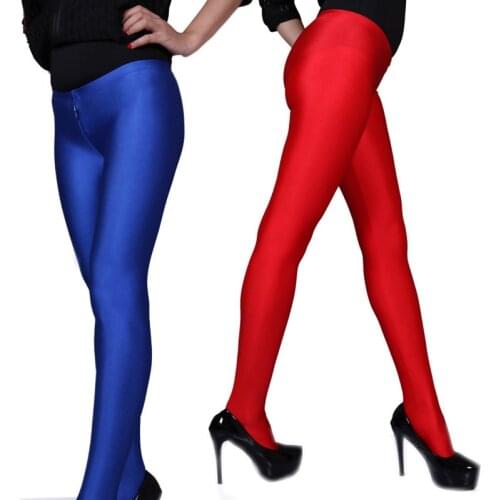 Sexy Two Way Zipper Pencil Pants Shiny Silk Leggings Sexy Women Low Waist Leggins Fitness Pants Stretch