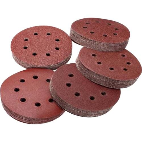 Sander Paper Sanding Discs Sandpaper 125MM Flocking Sandpaper With Holes Polished Brown Corundum Brushed Sheet