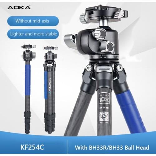 AOKA KF254C Tripod Por Carbon Fiber Tripods Camera Stands With BH33R/BH33 Ball Head 4 Section Max Loading 16kg Free Shipping