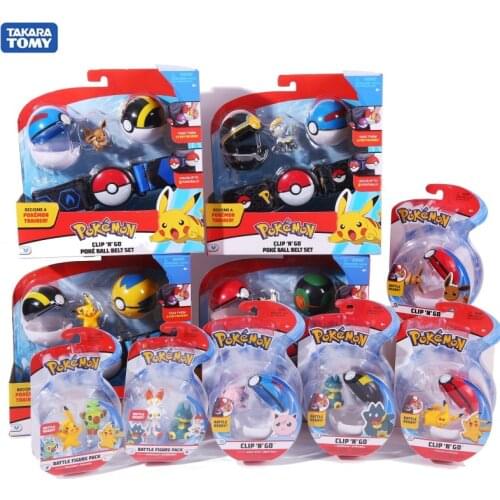 TOMY Pokemon Genuine Elf Ball Belt Pikachu Pokeball Pocket Monster Variant ModelToy Set cosplay Action Figure Model Kids Toy