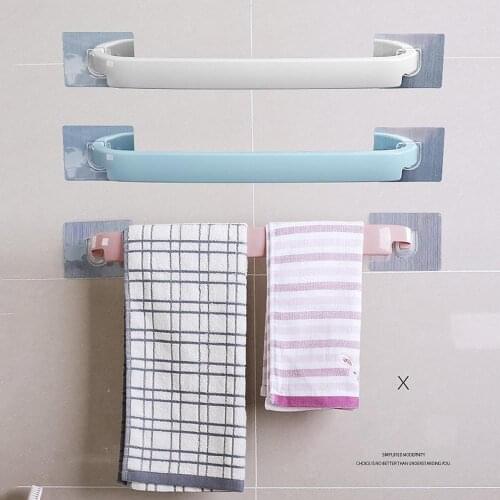 Punch-Free Bathroom Towel Rack Bathroom Towel Bar Single Pole Rack Wall-Mounted Bathroom Toilet Towel Rack Rod Organiser Rack