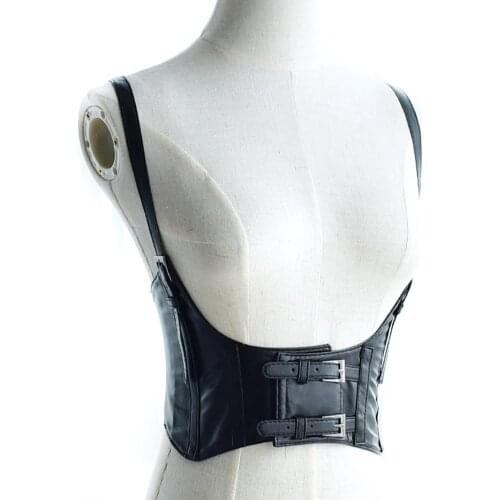 Women Sexy Leather Elastic Wide Band Waist Belt Waspie Corset Cinch Underbust