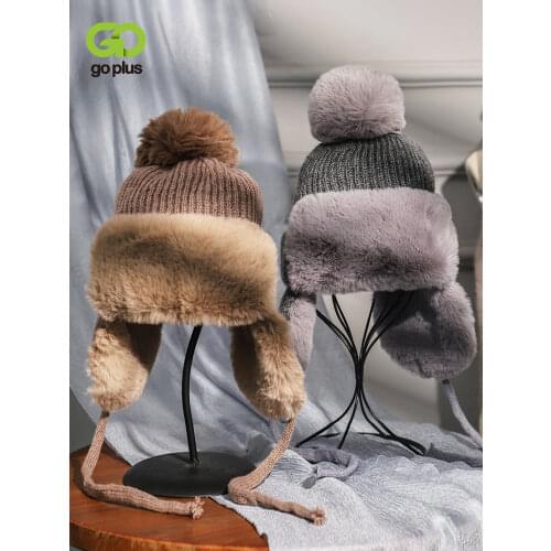 GOPLUS Winter Womens Hat Knitted Korean Style Warm Cap with Ball Female Earmuffs Czapka Zimowa Sombreros De Mujer Chapeau Femme