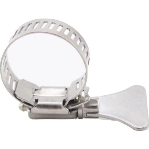 10x Clip Stainless Hose Clamps Clip Strap with Swivel Key Handle 0.6mm Thick 12mm wide Dia.18-32mm SUS304 Collar